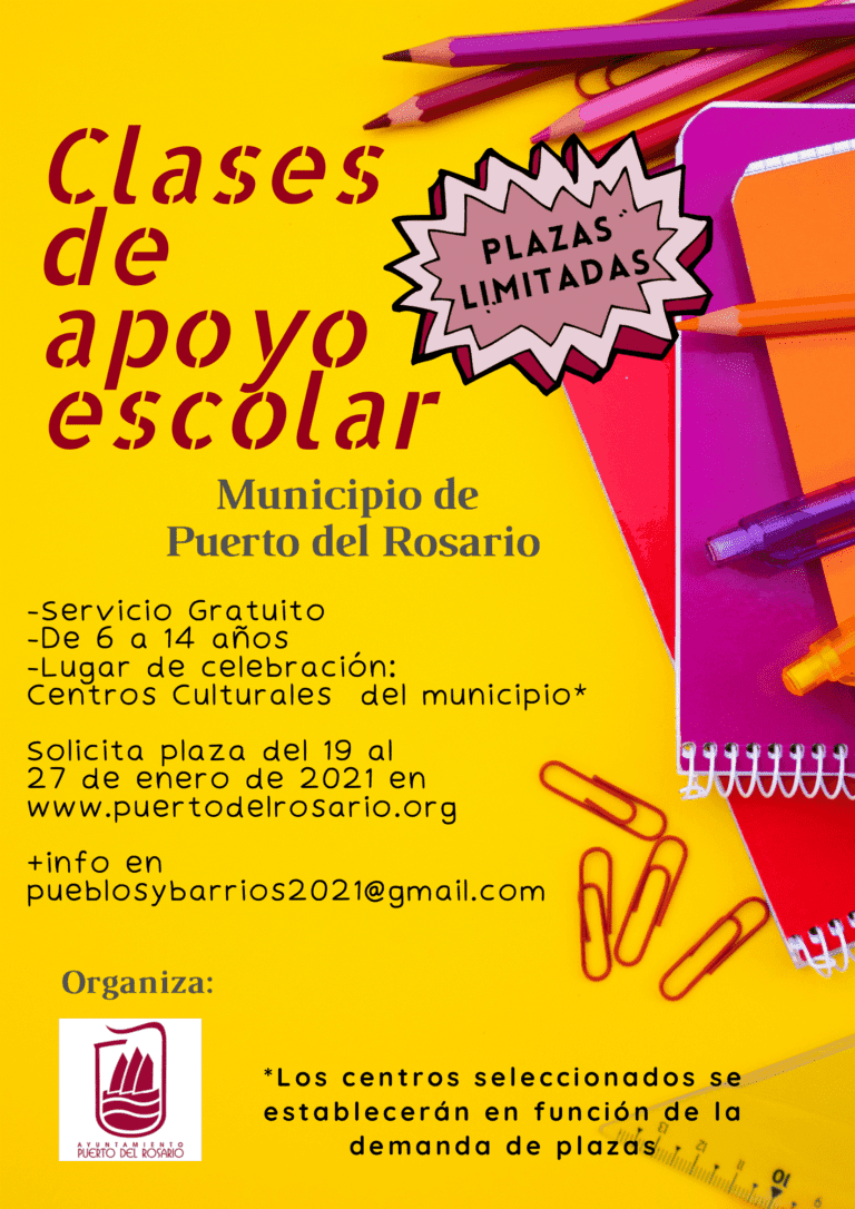 Clases de apoyo escolar gratuitas en Puerto del Rosario