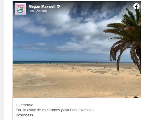 La popular escritora Megan Maxwell presume de Fuerteventura en redes sociales