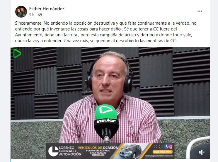 Esther Hernández responde a las declaraciones del consejero de Residuos en Radio Insular