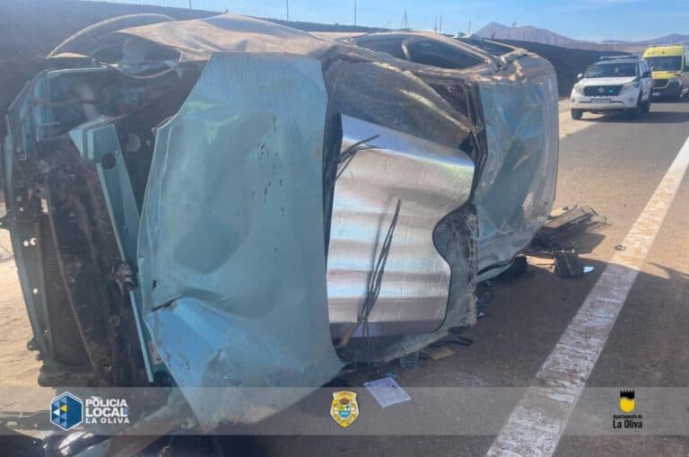 Accidente en la FV-1 deja un herido tras perder el control del vehículo en La Oliva