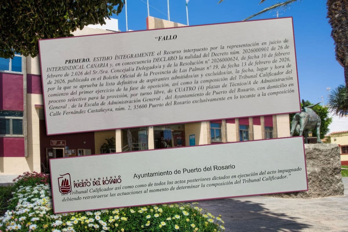 Anulada la designación del tribunal de las oposiciones a TAG de Puerto del Rosario tras un recurso de Intersindical Canaria