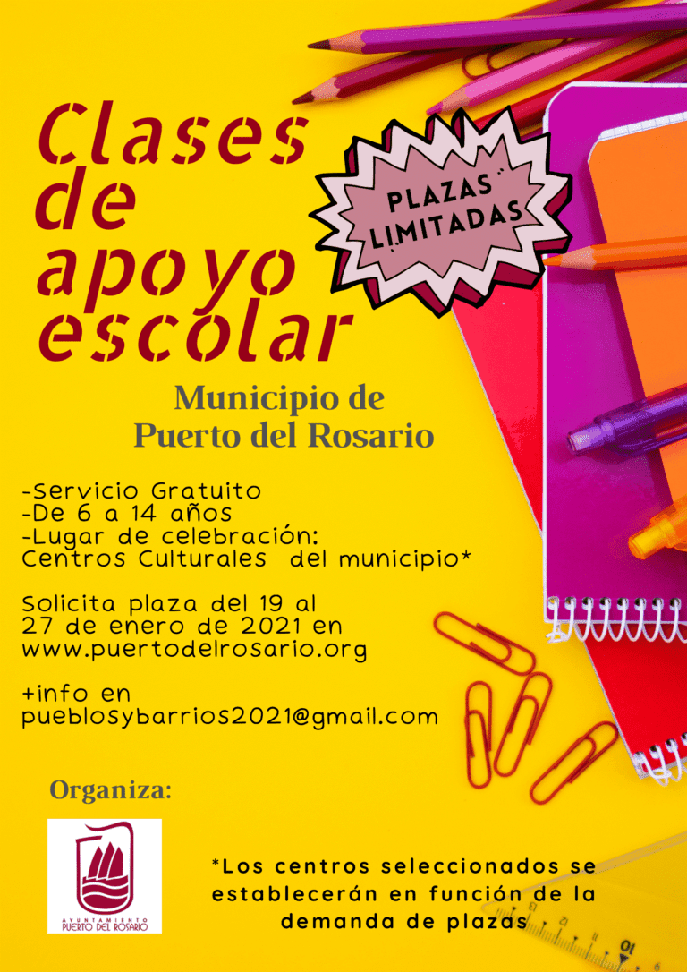 Clases de apoyo escolar gratuitas en Puerto del Rosario