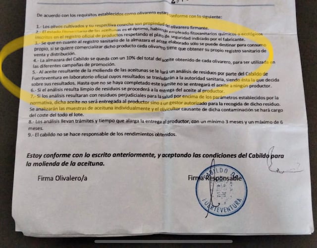 El Cabildo mantiene la cuota del 10 % de la producción de aceite de oliva de los productores majoreros