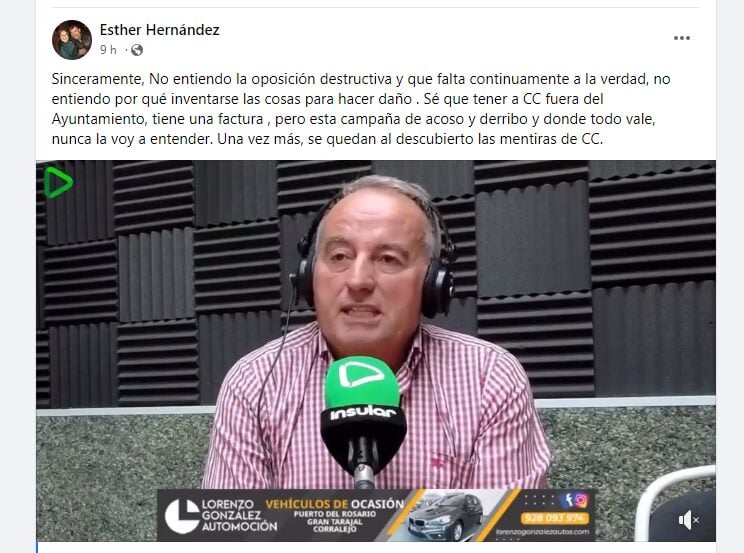 Esther Hernández responde a las declaraciones del consejero de Residuos en Radio Insular