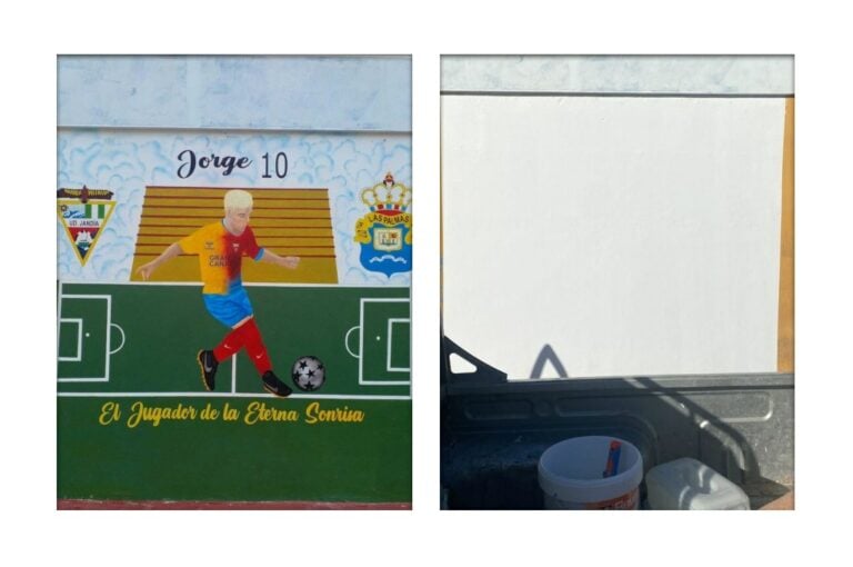 Polémica en Pájara por el «borrado» del mural en recuerdo a Jorge Sánchez