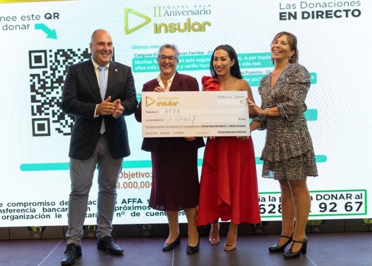 Radio Insular recauda 3.145 euros para AFFA en el II Cóctel-Gala
