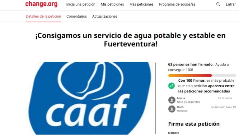 Recogida de firmas para exigir al Estado una solución «urgente» a los cortes de agua en Fuerteventura