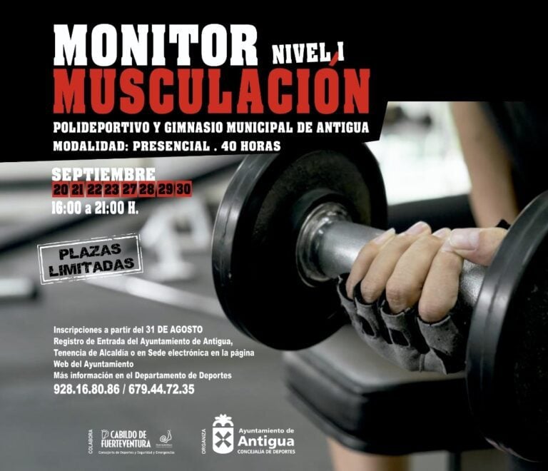 Antigua imparte un Curso de Monitor de Musculación Nivel I