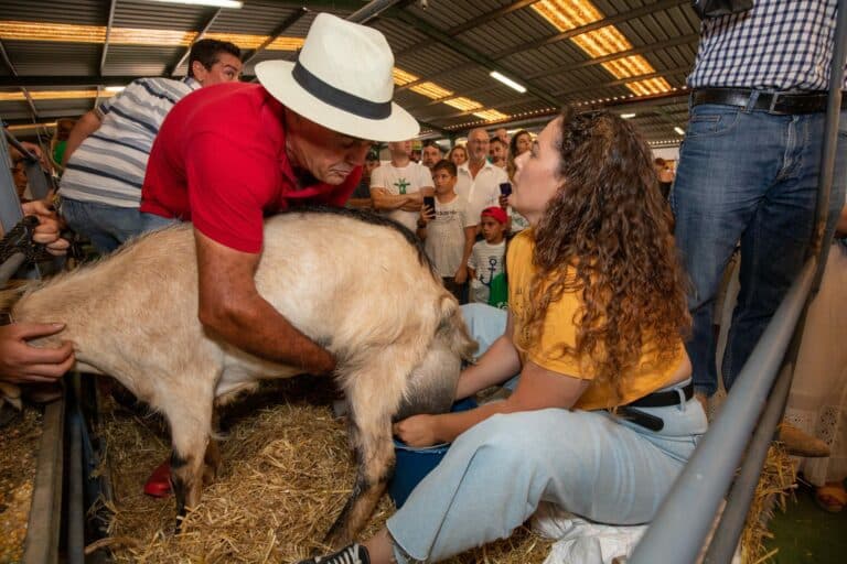 Juan Pedro Hernández, ganador del concurso de ordeño manual de FEAGA con 4,850 kilogramos