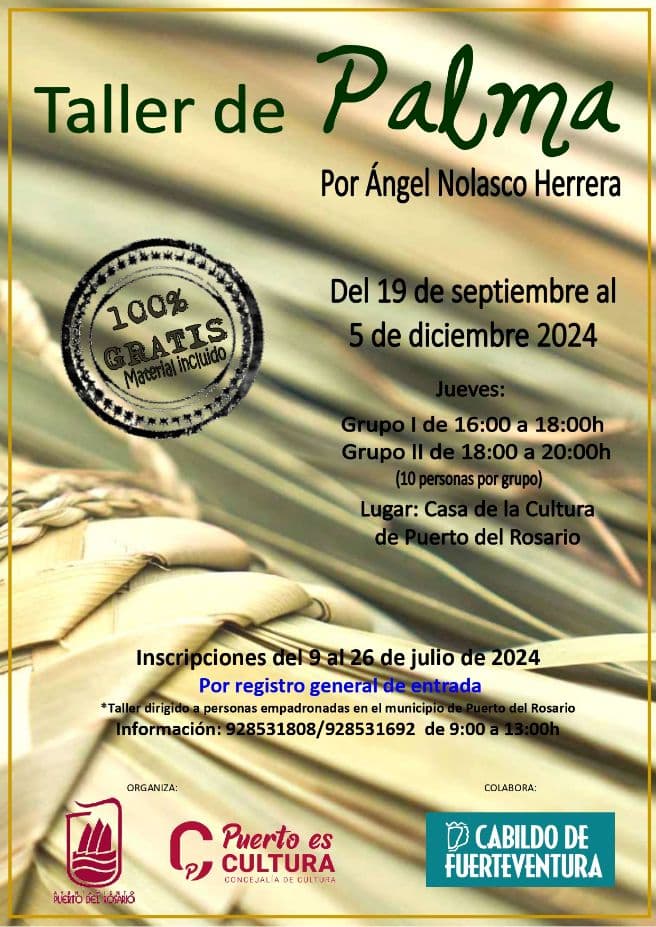 Puerto del Rosario lanza un taller gratuito de artesanía de palma para preservar las tradiciones