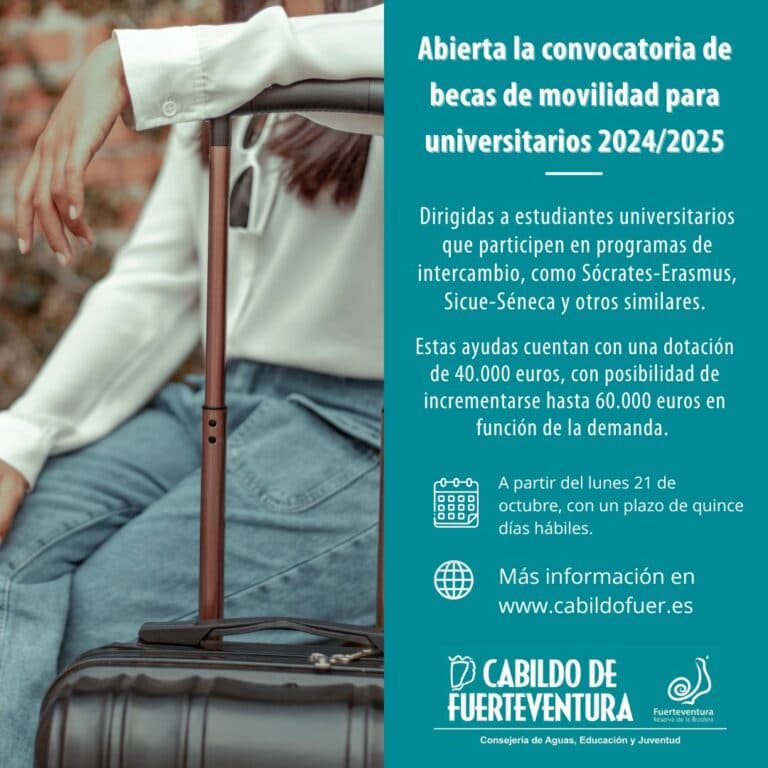 El Cabildo de Fuerteventura abre la convocatoria de becas de movilidad para universitarios del curso 2024/2025
