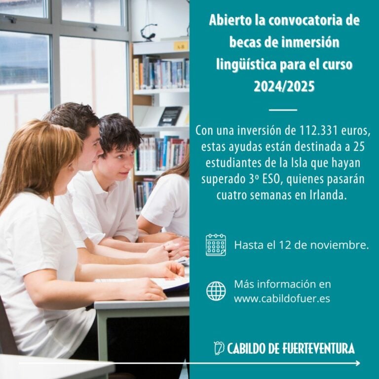 El Cabildo de Fuerteventura abre la convocatoria para acceder a las becas de inmersión lingüística